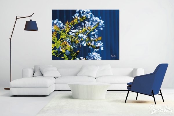 Wandbild: Blaue Blüten - Personalisierbar